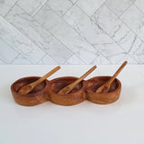 HAND CARVED RND TRIO SERVING BOWLS