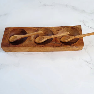 HAND CARVED TRIO SERVING BOWLS