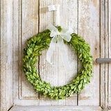 BOXWOOD WREATHS WITH IVORY RIBBON