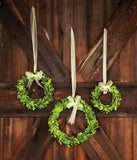 BOXWOOD WREATHS WITH IVORY RIBBON